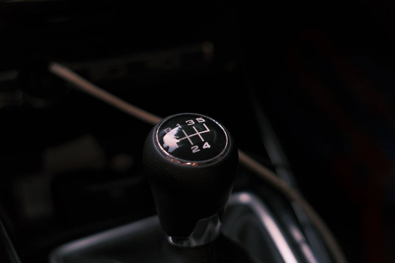 Close-up of a car's manual gearstick